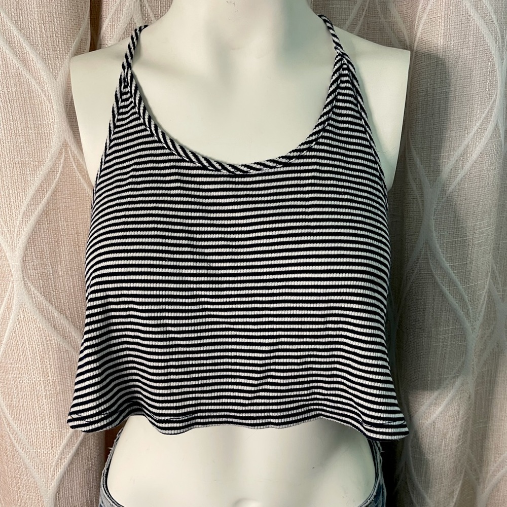 BDG Blue and White Striped Crop Top